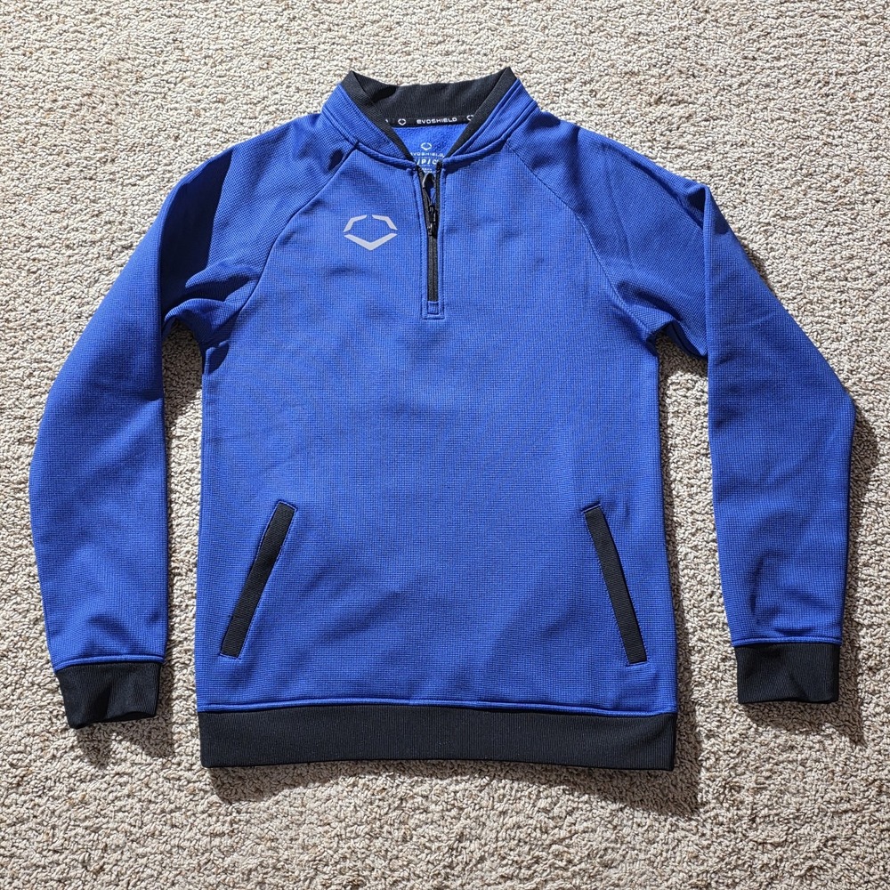 Evoshield‎ Quarter Zip Pullover Mens Small Blue Black Warmup Athletic Sweatshirt